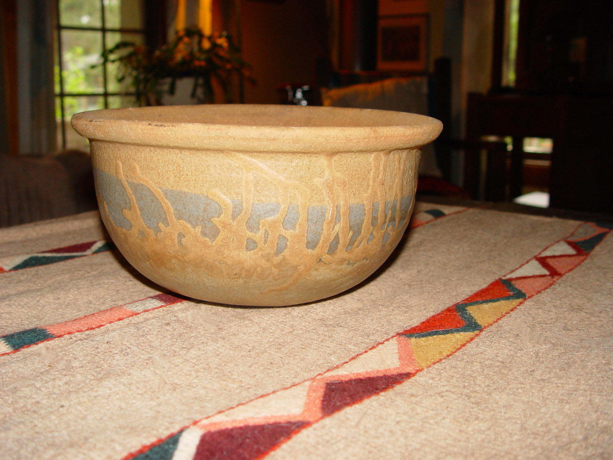 1960s Earthy Stoneware
                                        Pottery Bowl Drip and Lava
                                        Glaze