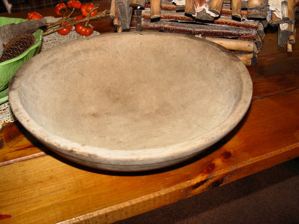 Rustic Farmhouse Wooden Bowl, Large Out Of Round,
                Great Patina