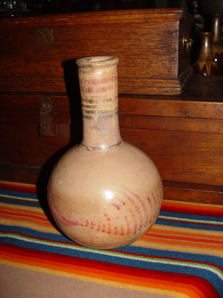 Tonala
                                        Mexican Clay Hand Painted Folk
                                        Art Water Jug