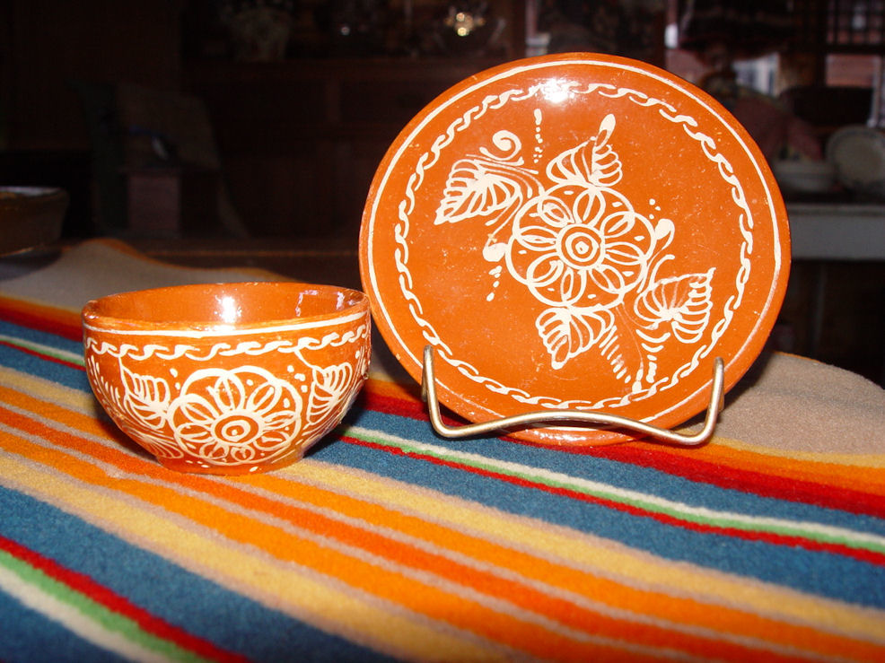 Mexican Demitasse Cup and
                                        Saucer Tlaquepaque Folk Art